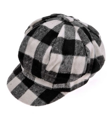 Zlyc Unisex Women Lady Classic Fashion Winter Plaid Wool Beret Newsboy Cap Hat